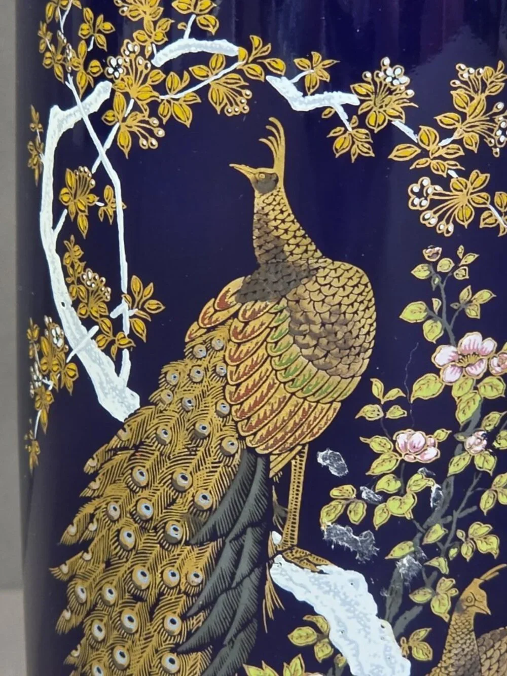 Vintage Japanese Porcelain Vase Hand Painted, 10” T